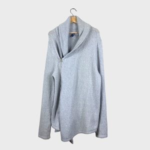 Divided Light Gray Cotton-Blend Shawl Collar Cardigan by H&M